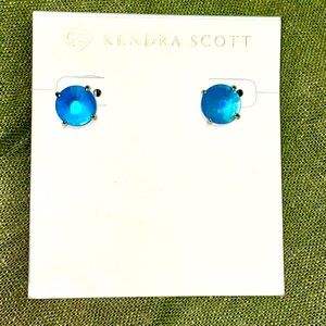 Kendra Scott “Jolie” Stud Earrings in Blue Dichroic Glass